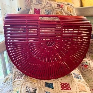 Bamboo Style Medium Size Red Bag, Absolutely Perfect for This SPRING and SUMMER!